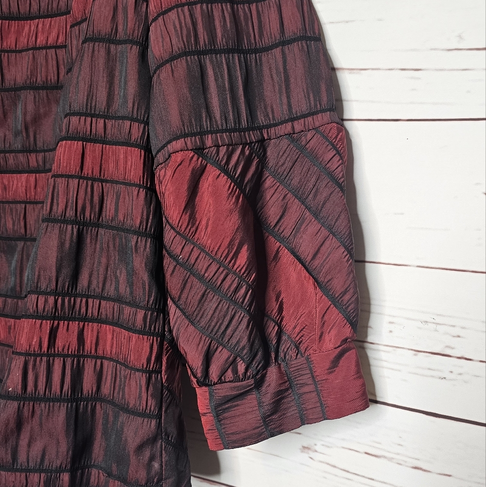 Caribe Burgundy/Red Stripe Button Front Jacket - Picture 4 of 8